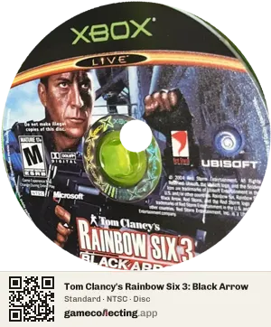 Tom Clancy's Rainbow Six 3: Black Arrow Xbox, NTSC disc