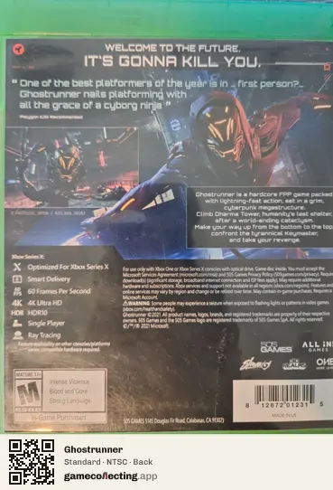 Ghostrunner Xbox Series X, NTSC box back