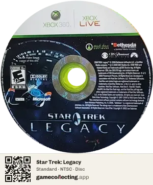 Star Trek: Legacy Xbox 360, NTSC disc