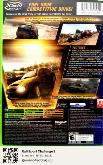 RalliSport Challenge 2 Xbox, NTSC box back