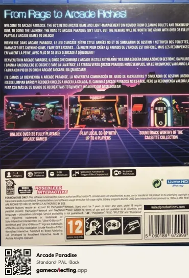 Arcade Paradise PlayStation 5, PAL box back