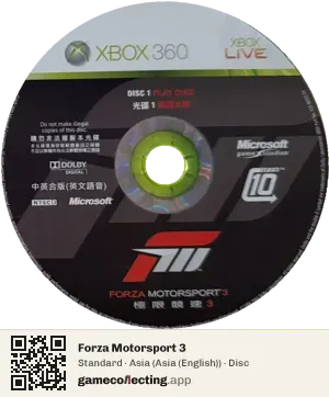 Forza Motorsport 3 Xbox 360, Asia disc