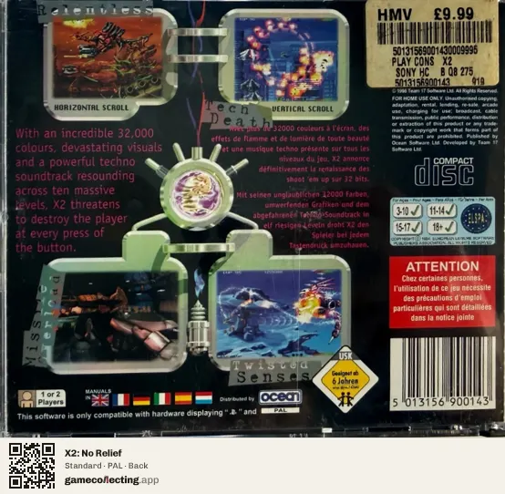 X2: No Relief PlayStation, PAL box back