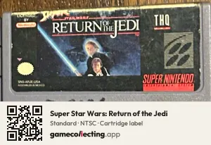 Super Star Wars: Return of the Jedi Super Nintendo Entertainment System, NTSC cartridge label