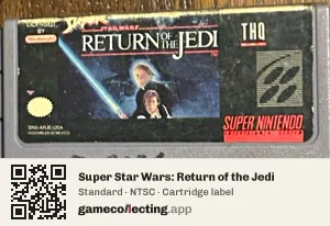 Super Star Wars: Return of the Jedi Super Nintendo Entertainment System, NTSC cartridge label