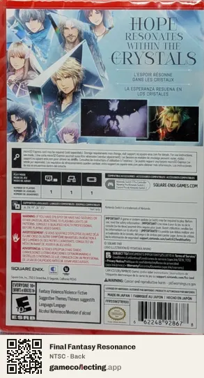 Final Fantasy Resonance Nintendo Switch 2, NTSC box back