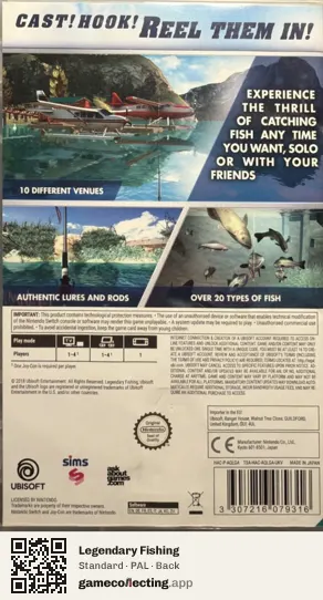Legendary Fishing Nintendo Switch, PAL box back