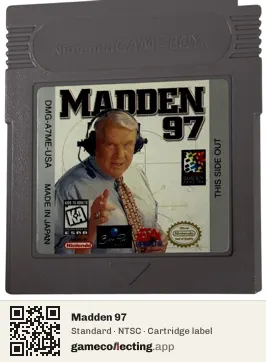 Madden 97 Game Boy, NTSC cartridge label