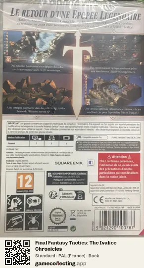 Final Fantasy Tactics: The Ivalice Chronicles Nintendo Switch, France box back