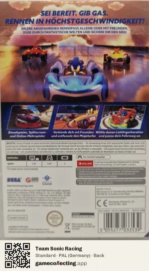 Team Sonic Racing Nintendo Switch, Germany box back