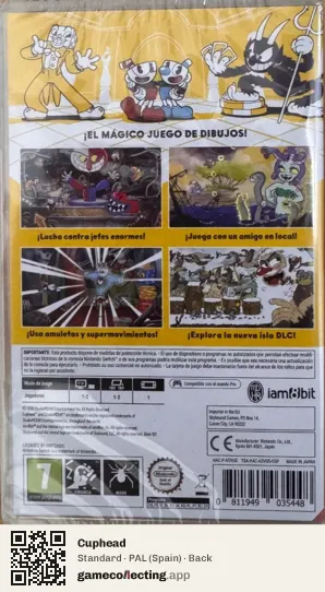 Cuphead Nintendo Switch, Spain box back