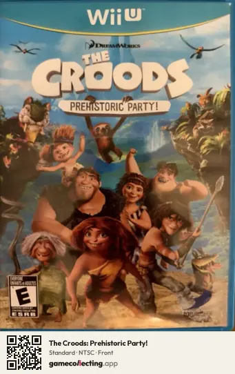 The Croods: Prehistoric Party! Nintendo Wii U, NTSC box front