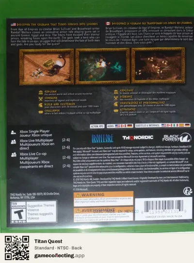 Titan Quest Xbox One, NTSC box back