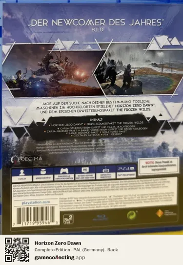 Horizon Zero Dawn PlayStation 4, Germany box back