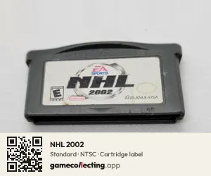NHL 2002 Game Boy Advance, NTSC cartridge label
