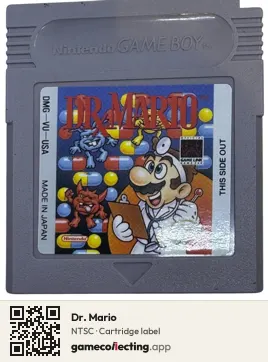 Dr. Mario Game Boy, NTSC cartridge label