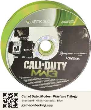 Call of Duty: Modern Warfare Trilogy Xbox 360, NTSC disc