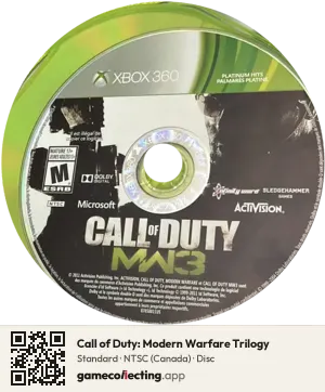 Call of Duty: Modern Warfare Trilogy Xbox 360, NTSC disc