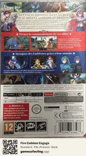 Fire Emblem Engage Nintendo Switch, France box back