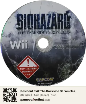 Resident Evil: The Darkside Chronicles Nintendo Wii, Asia disc