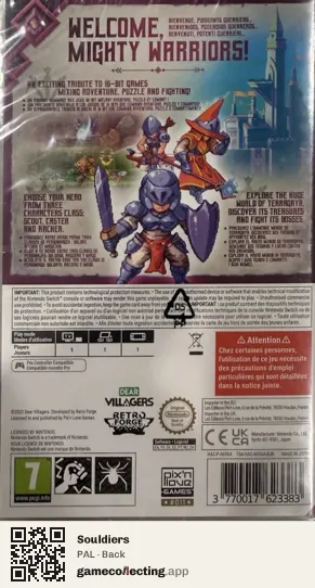 Souldiers Nintendo Switch, PAL box back
