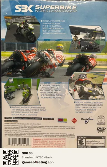 SBK 08 PlayStation 2, NTSC box back