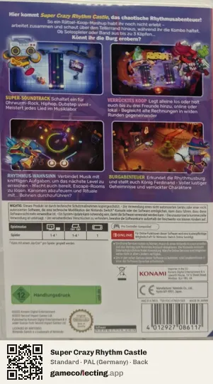 Super Crazy Rhythm Castle Nintendo Switch, Germany box back