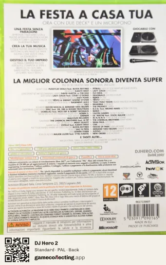 DJ Hero 2 Xbox 360, PAL box back