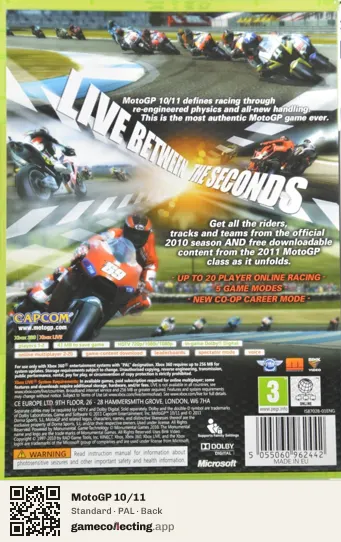 MotoGP 10/11 Xbox 360, PAL box back