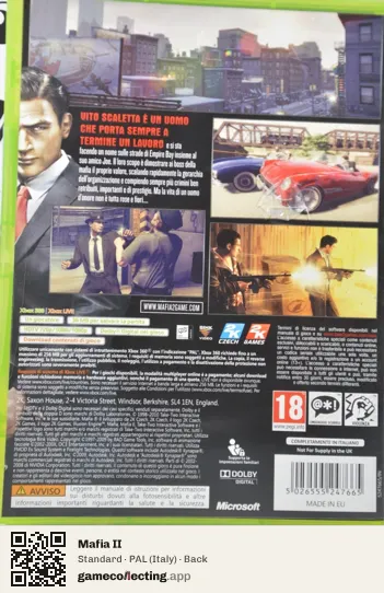 Mafia II Xbox 360, Italy box back