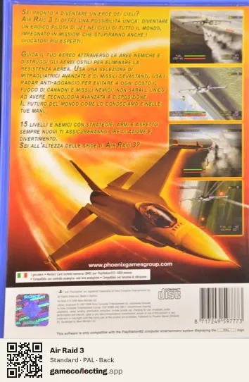 Air Raid 3 PlayStation 2, PAL box back
