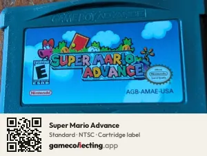 Super Mario Advance Game Boy Advance, NTSC cartridge label