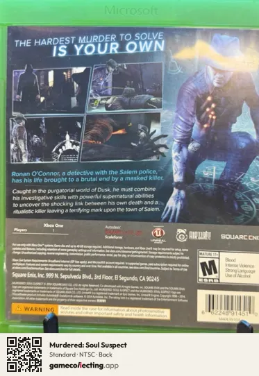 Murdered: Soul Suspect Xbox One, NTSC box back