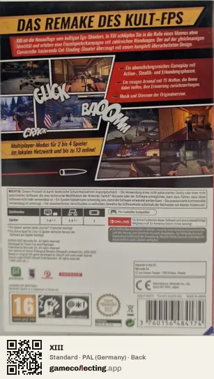 XIII Nintendo Switch, Germany box back