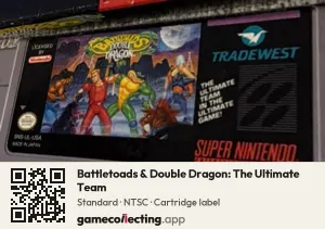 Battletoads & Double Dragon: The Ultimate Team Super Nintendo Entertainment System, NTSC cartridge label