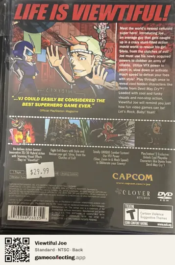 Viewtiful Joe PlayStation 2, NTSC box back