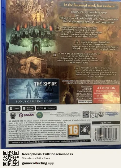 Necrophosis: Full Consciousness PlayStation 5, PAL box back