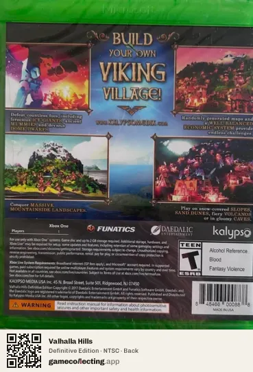Valhalla Hills Xbox One, NTSC box back