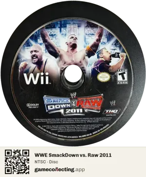 WWE SmackDown vs. Raw 2011 Nintendo Wii, NTSC disc