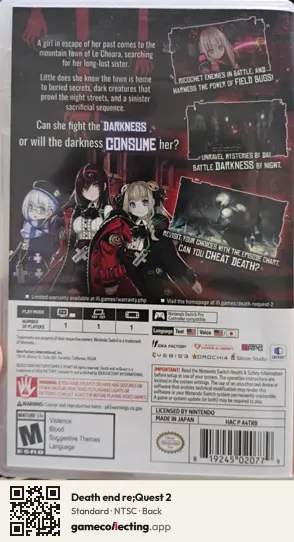 Death end re;Quest 2 Nintendo Switch, NTSC box back
