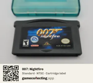 007: Nightfire Game Boy Advance, NTSC cartridge label