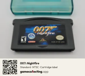 007: Nightfire Game Boy Advance, NTSC cartridge label