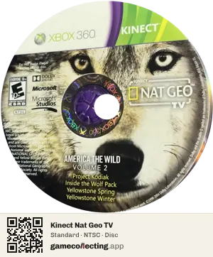 Kinect Nat Geo TV Xbox 360, NTSC disc