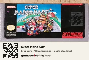Super Mario Kart Super Nintendo Entertainment System, NTSC cartridge label