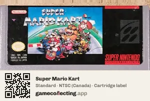 Super Mario Kart Super Nintendo Entertainment System, NTSC cartridge label