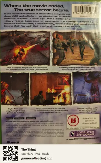 The Thing Xbox, PAL box back