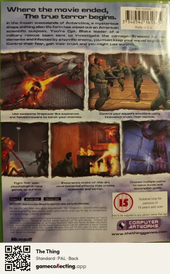 The Thing Xbox, PAL box back