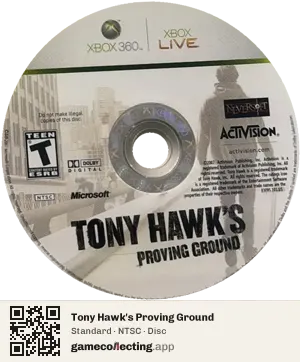 Tony Hawk's Proving Ground Xbox 360, NTSC disc