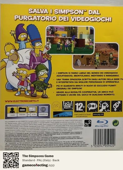 The Simpsons Game PlayStation 3, Italy box back