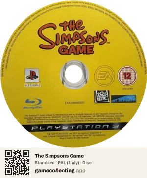 The Simpsons Game PlayStation 3, PAL disc